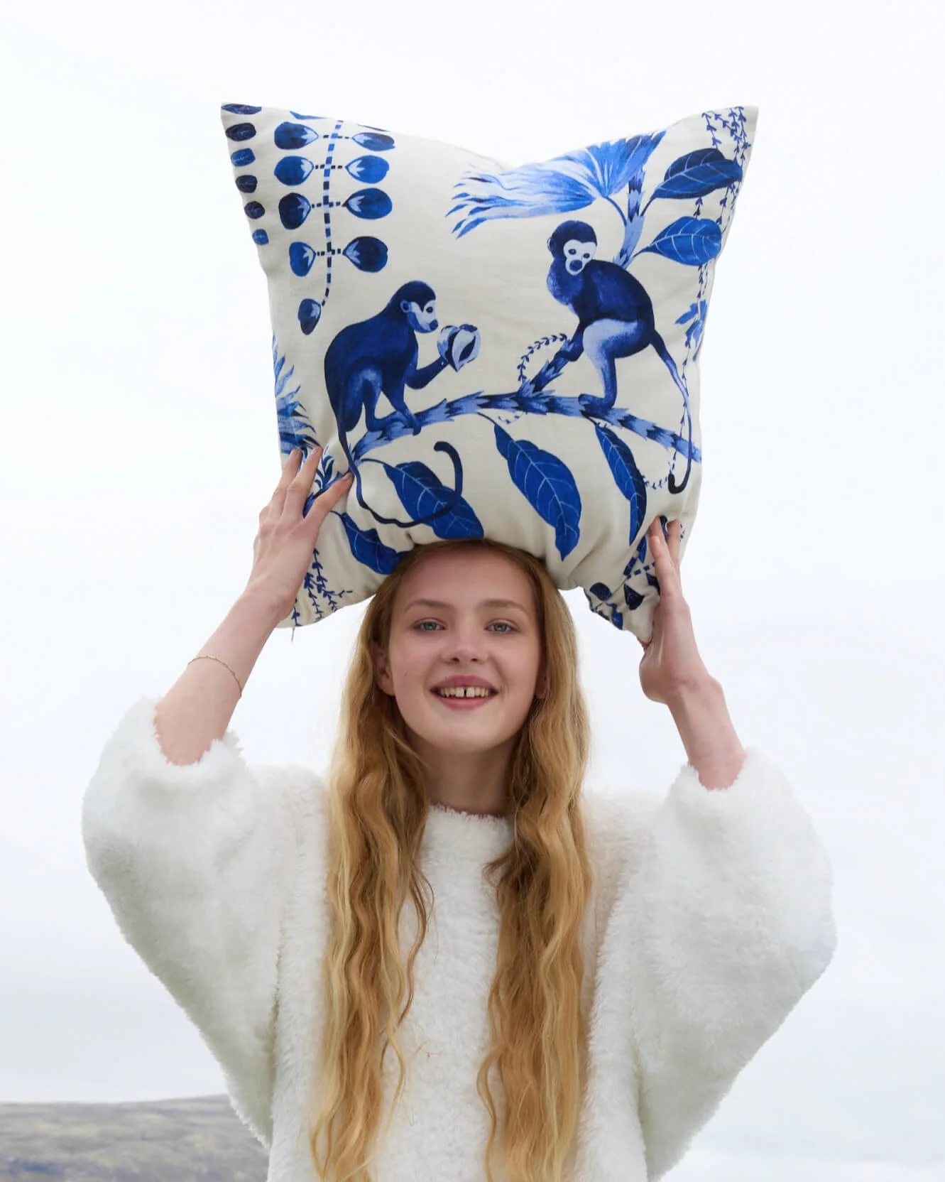 Blue Monkeys Throw Pillow - Image 4