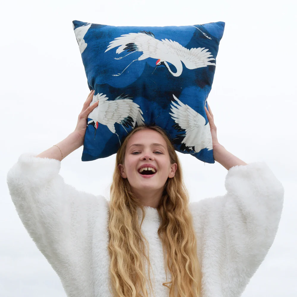 Crane in the Clouds Throw Pillow - Image 4