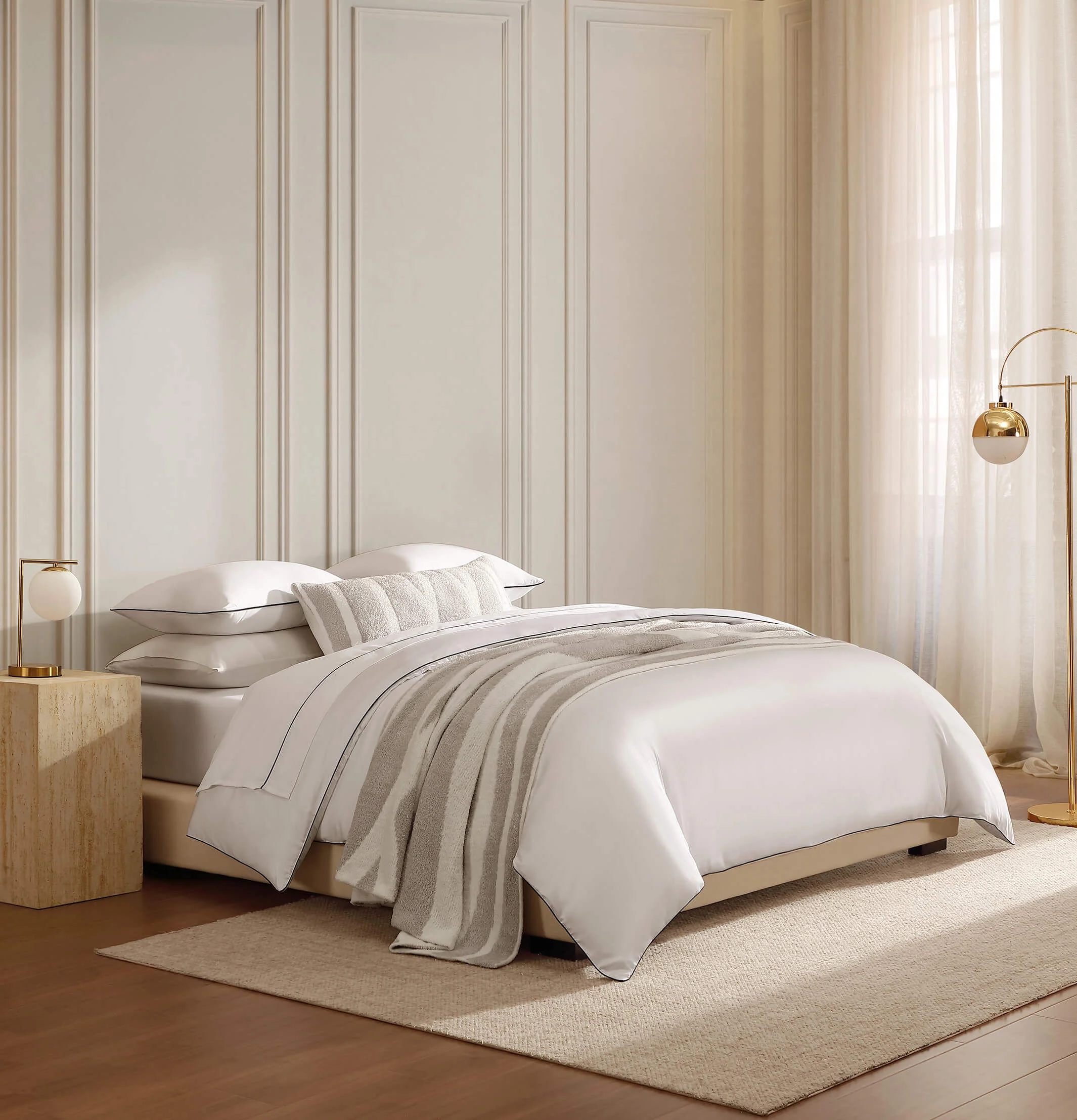 Luxe Bamboo Top Sheet with Piping - Image 14