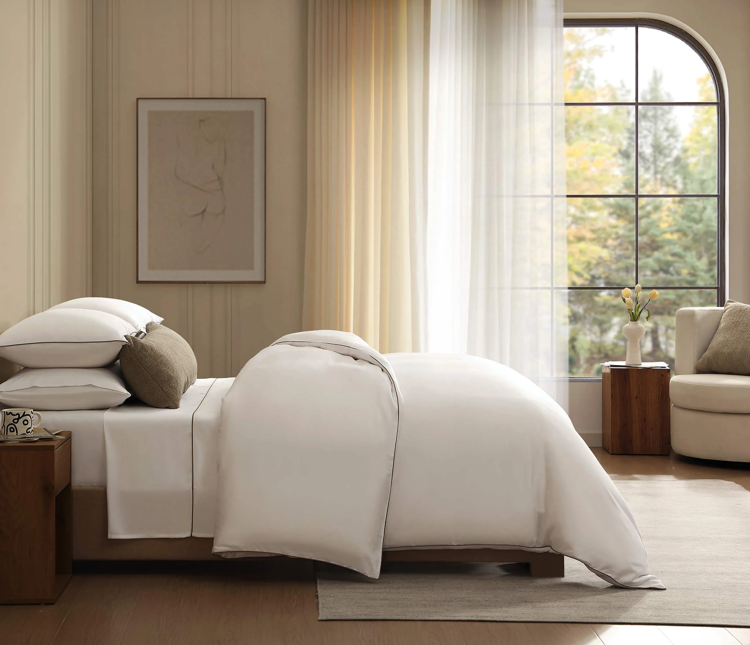 Luxe Bamboo Top Sheet with Piping - Image 9