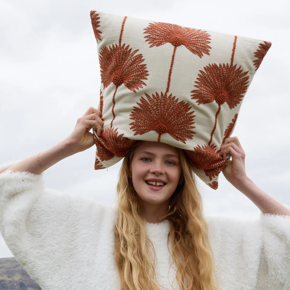 Palm Leaf Embroidered Throw Pillow - Image 12