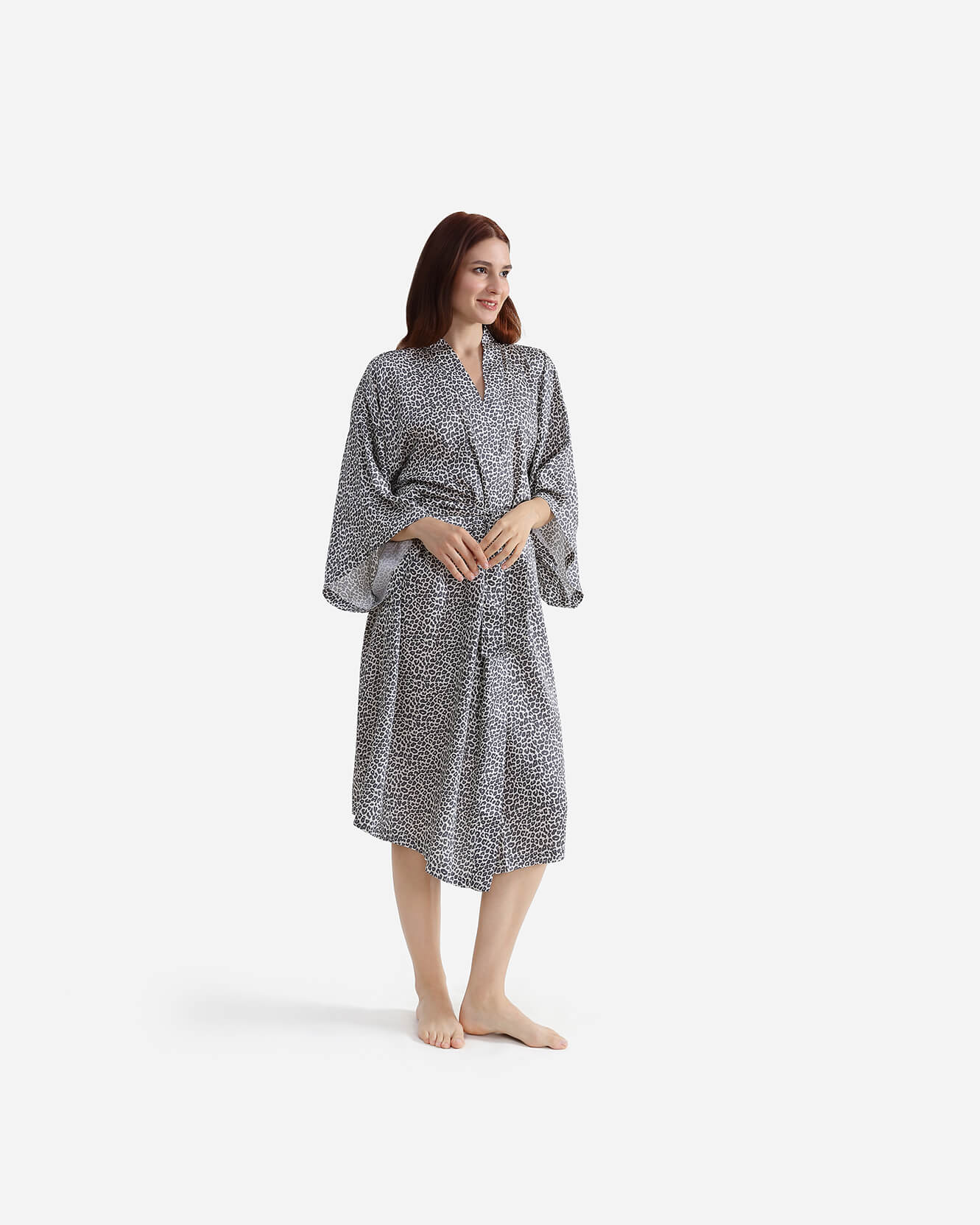 Silky Lyocell Leopard Print Kimono - Image 3