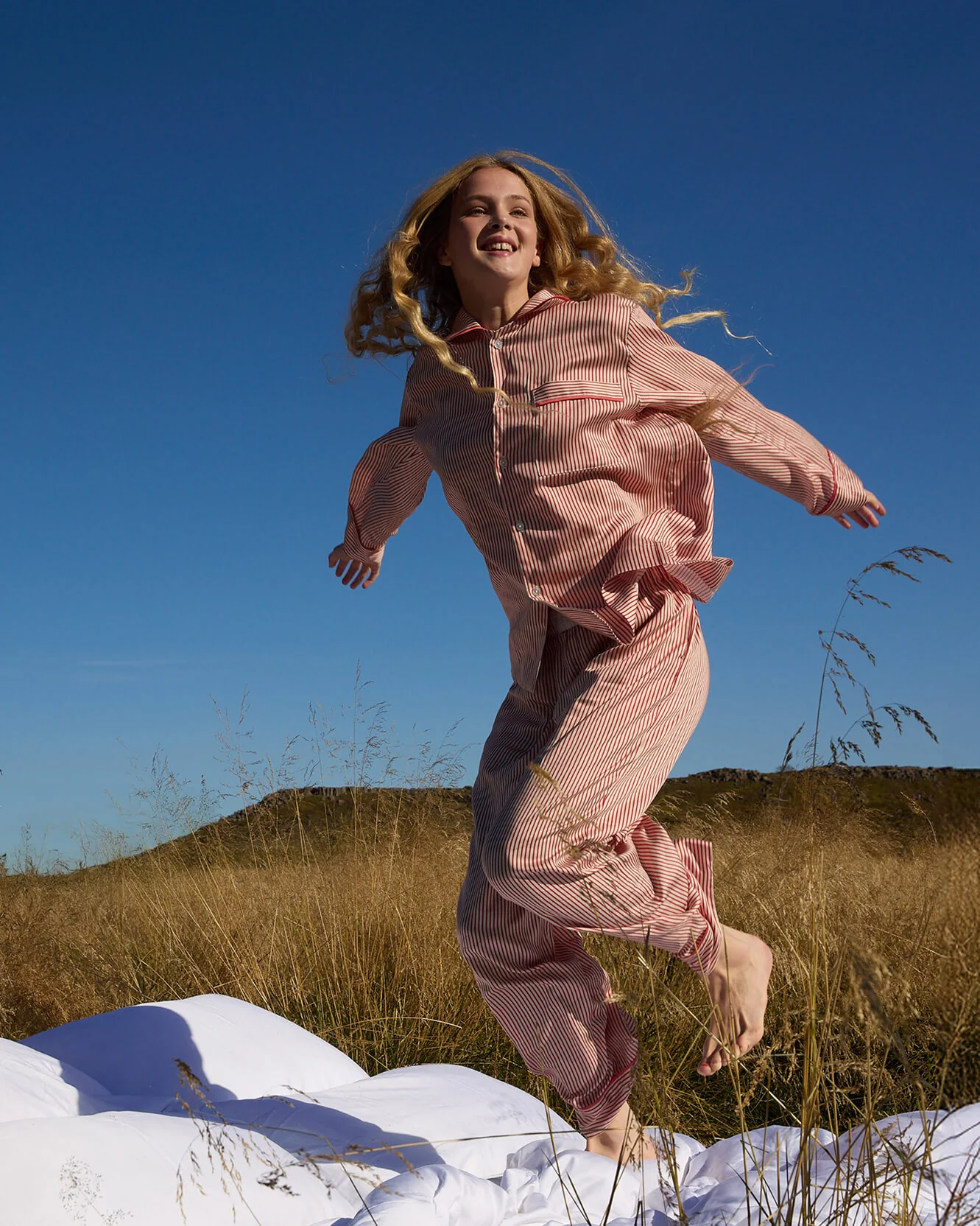 Silky Lyocell Long Striped Pajama Set - Image 2