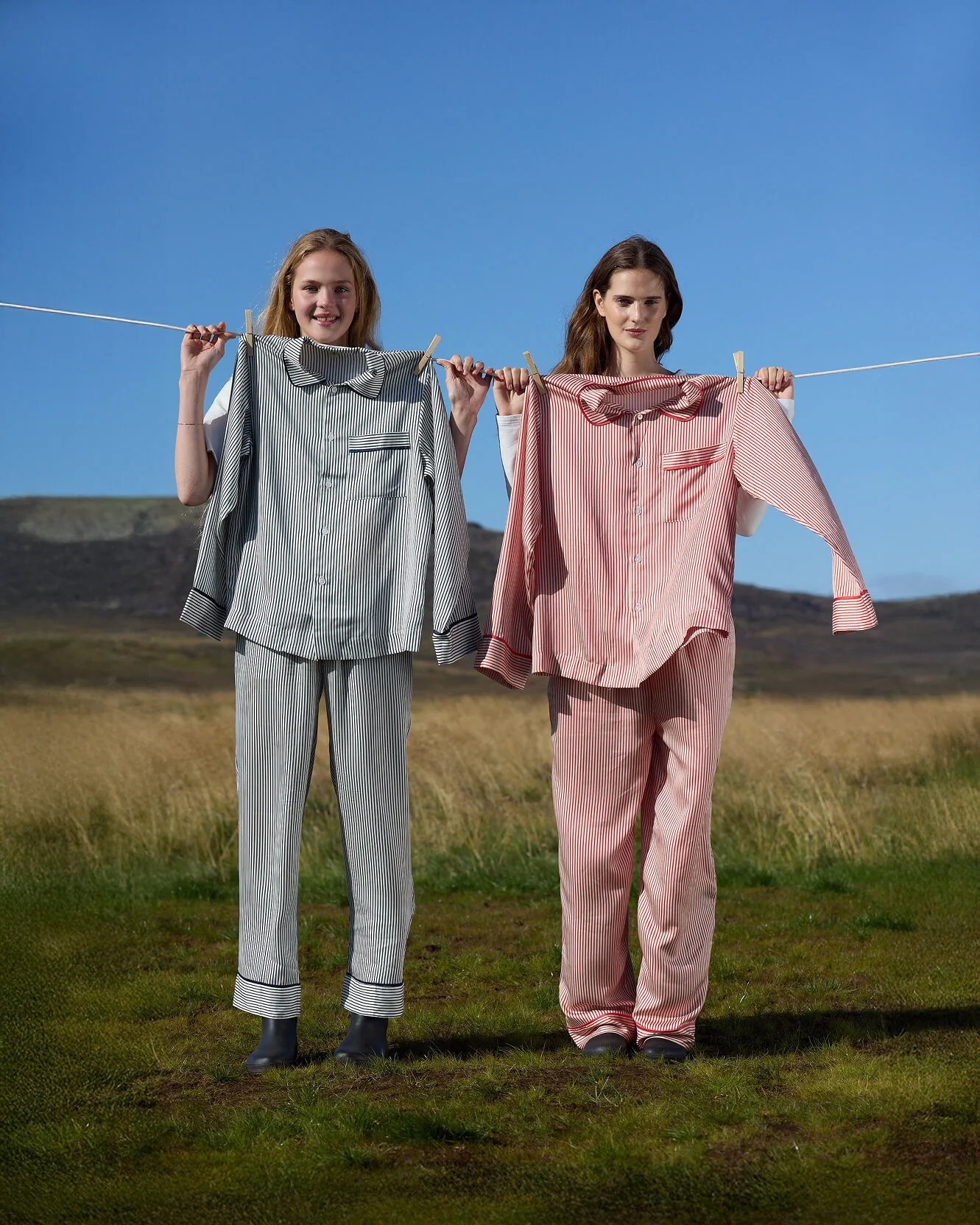 Silky Lyocell Long Striped Pajama Set - Image 5