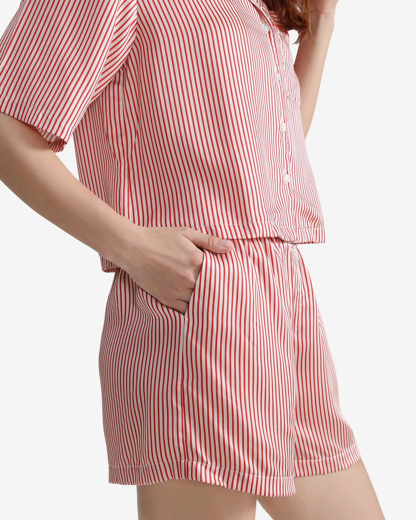 Silky Lyocell Short Striped Pajama Set - Image 4