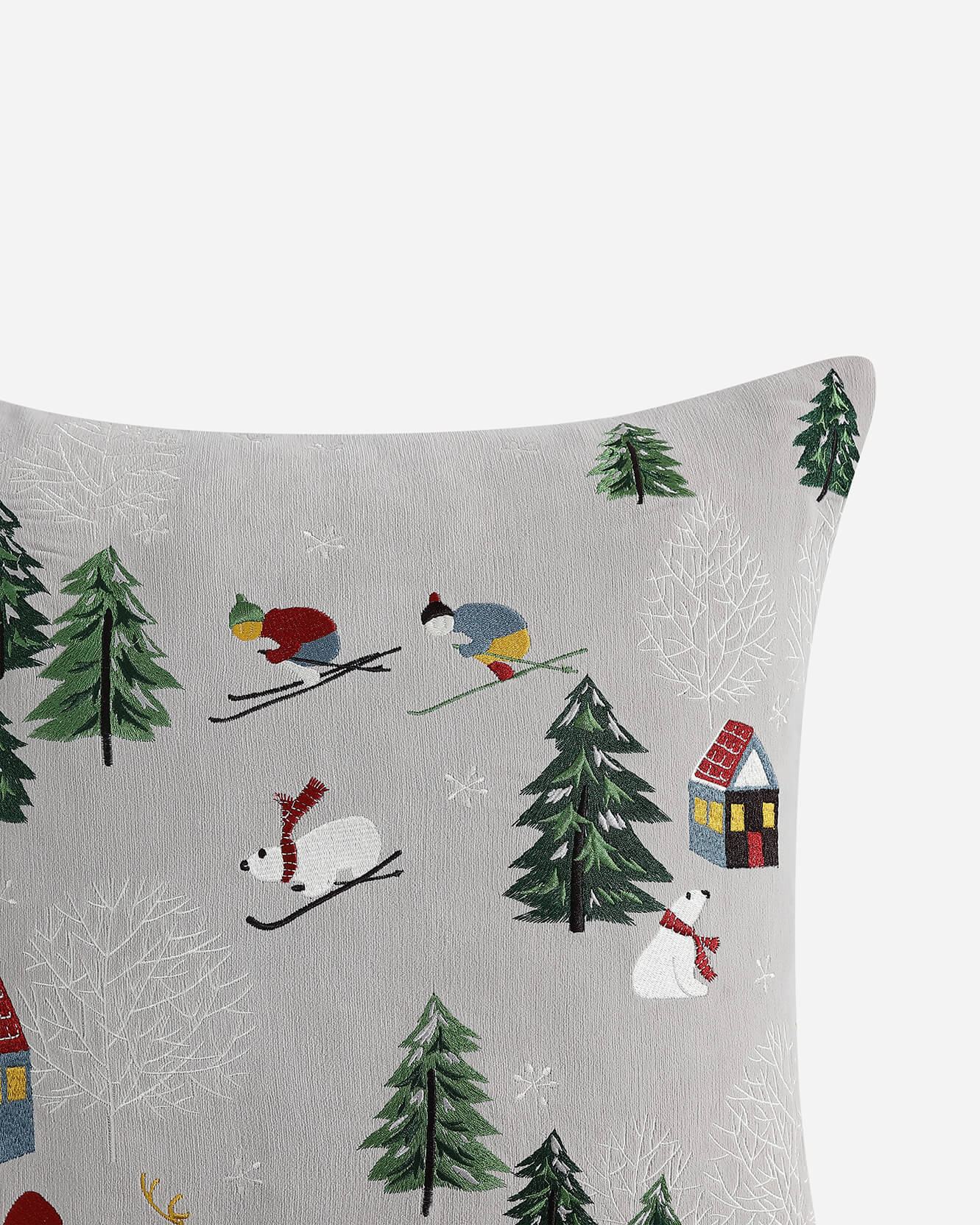 Velvet Embroidered Bear Throw Pillow - Image 3