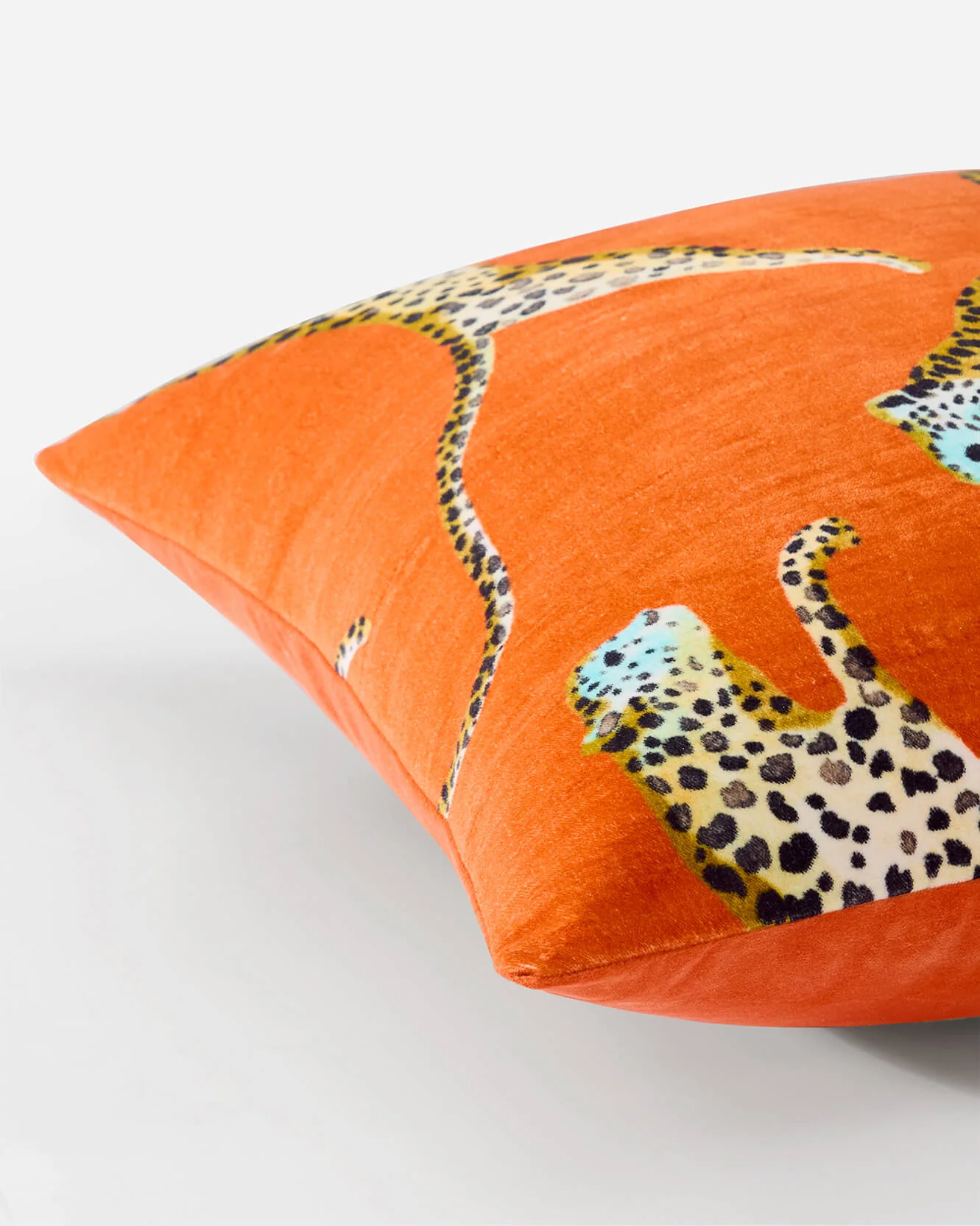 Velvet Leaping Small Leopard Throw Pillow - Image 2