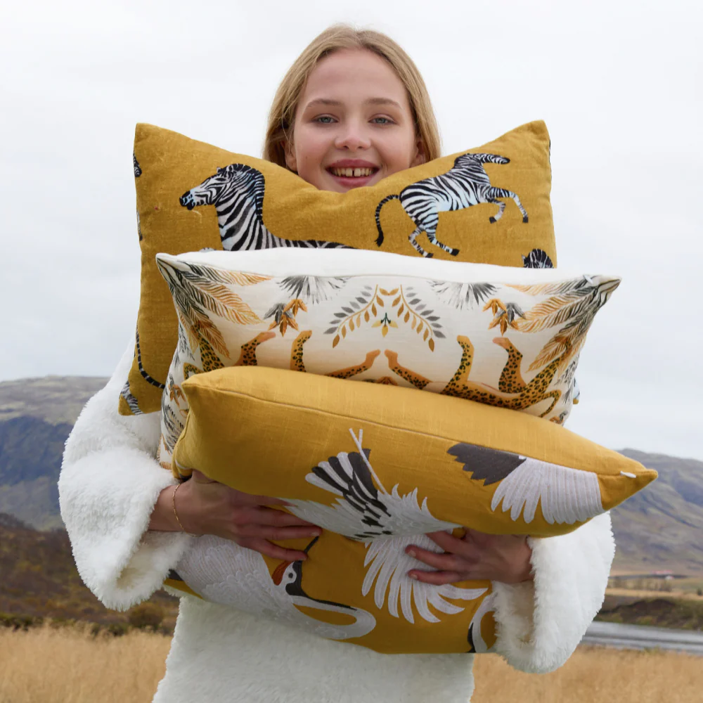 Crane Embroidered Throw Pillow - Image 4