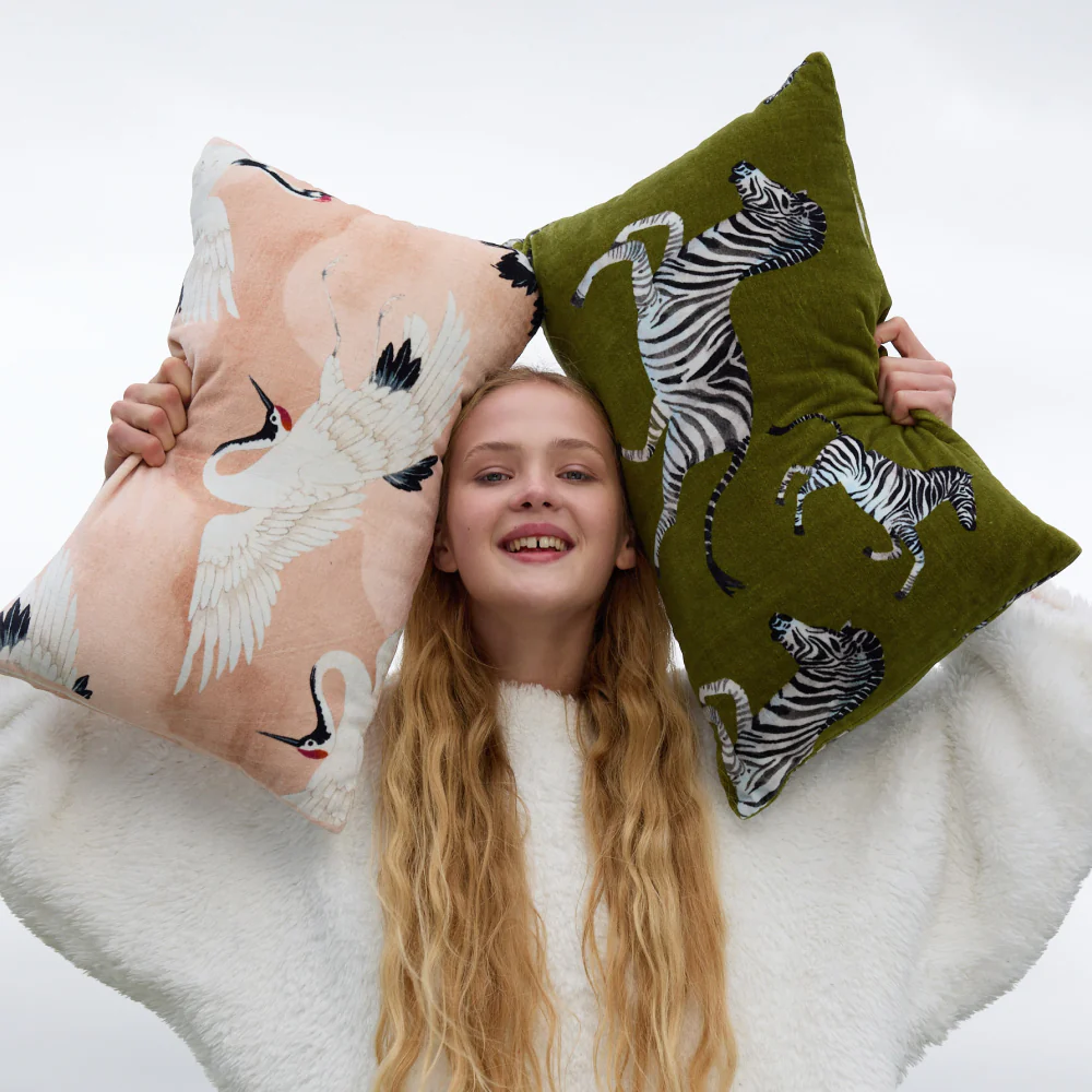 Velvet Watercolor Zebra Small Lumbar Pillow - Image 9